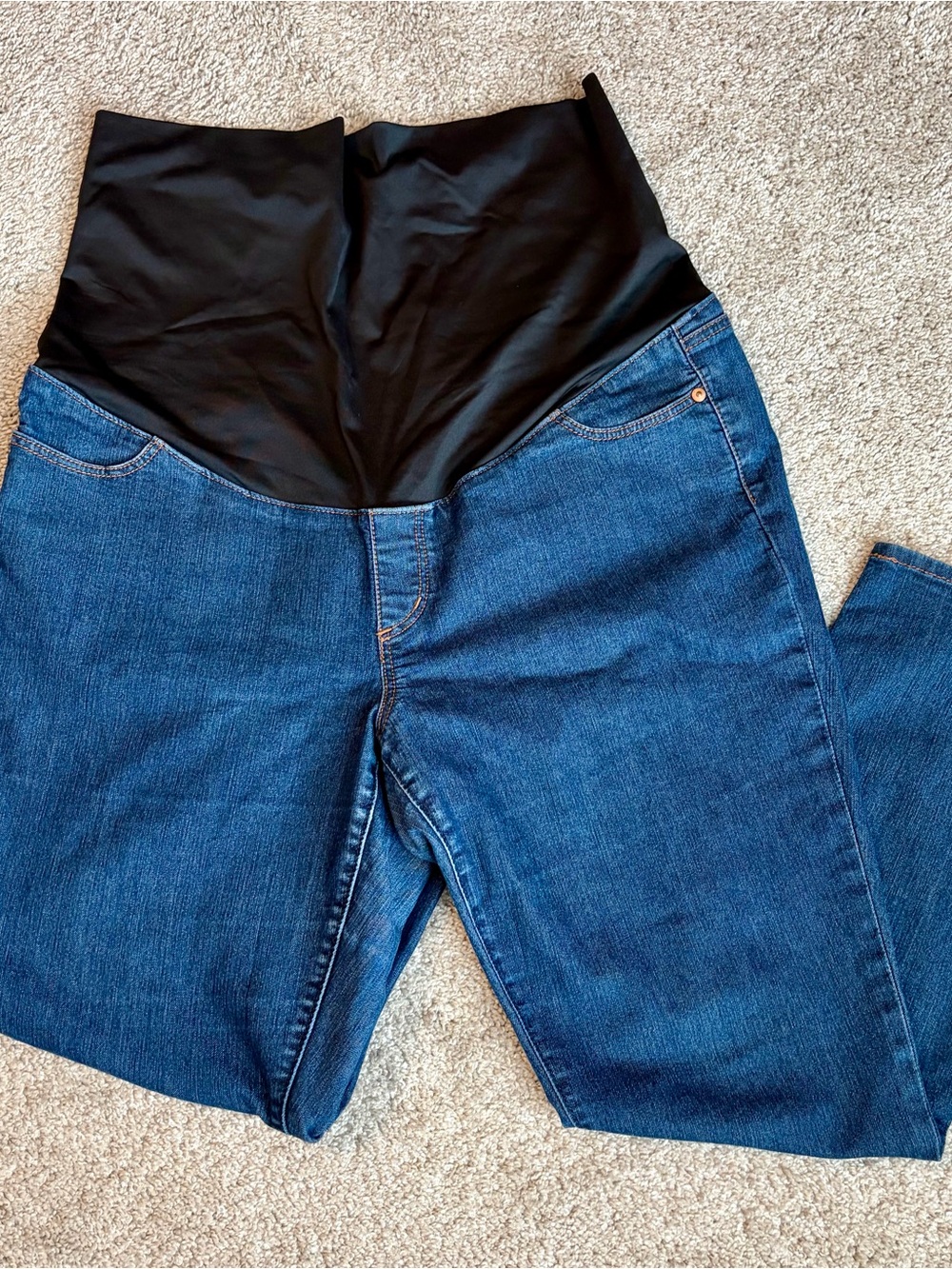 LOFT Dark Blue Maternity Jeans with Black Support Panel size 14